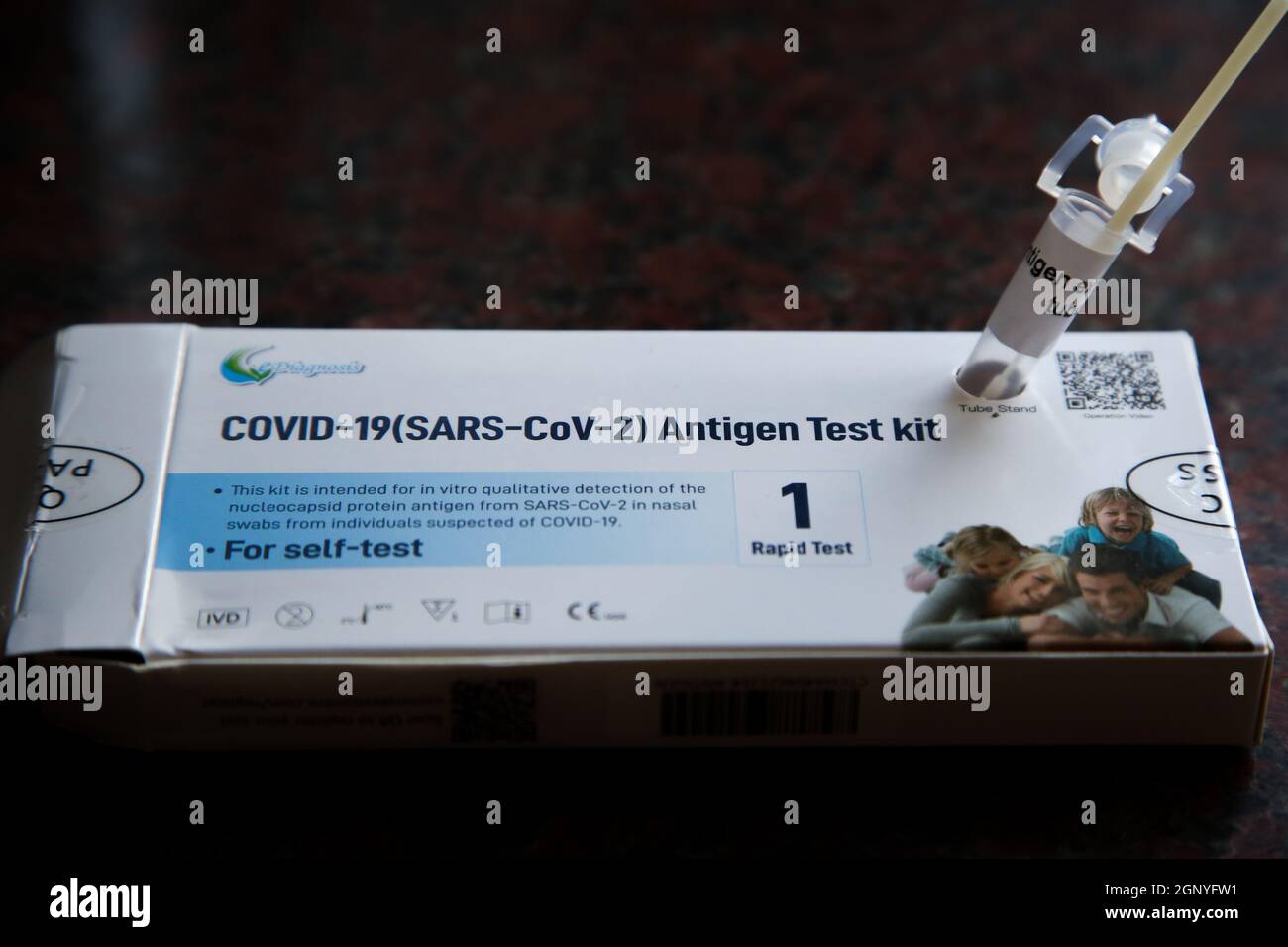 London, UK 28 Sept 2021 A Covid19 (SARSCov2) Antigen home testing