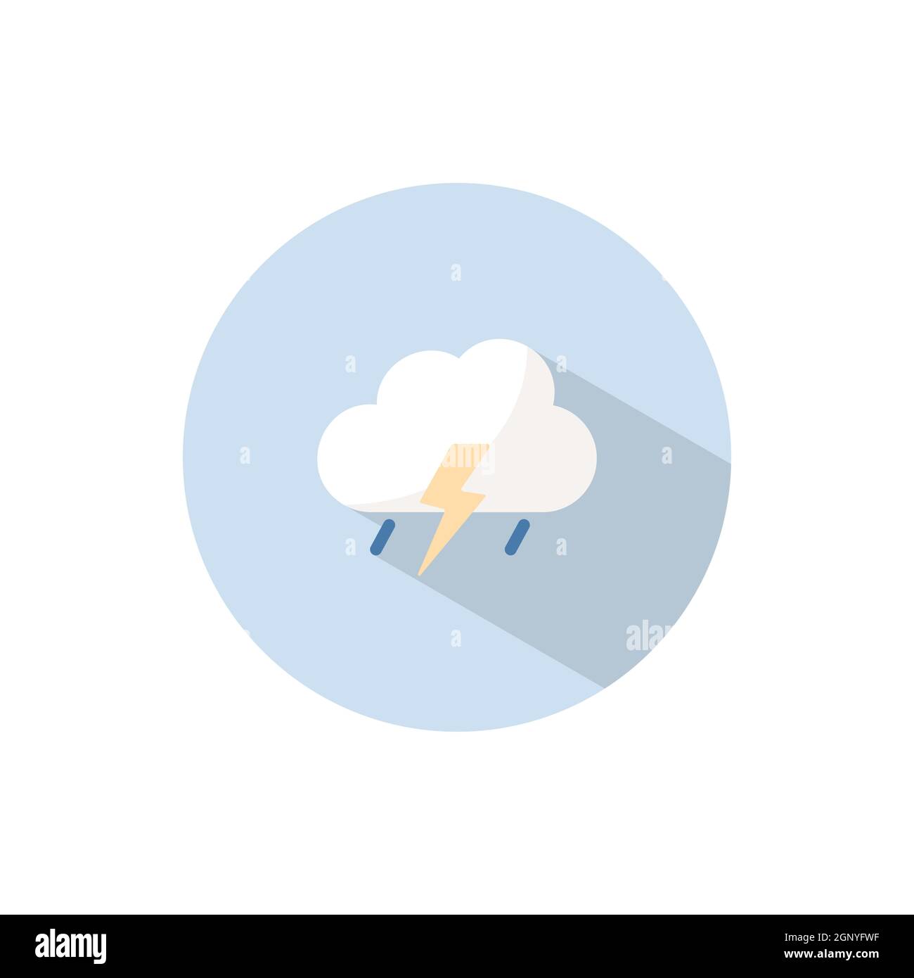 Storm and cloud. Flat icon on a circle. Weather vector illustration Stock Vector