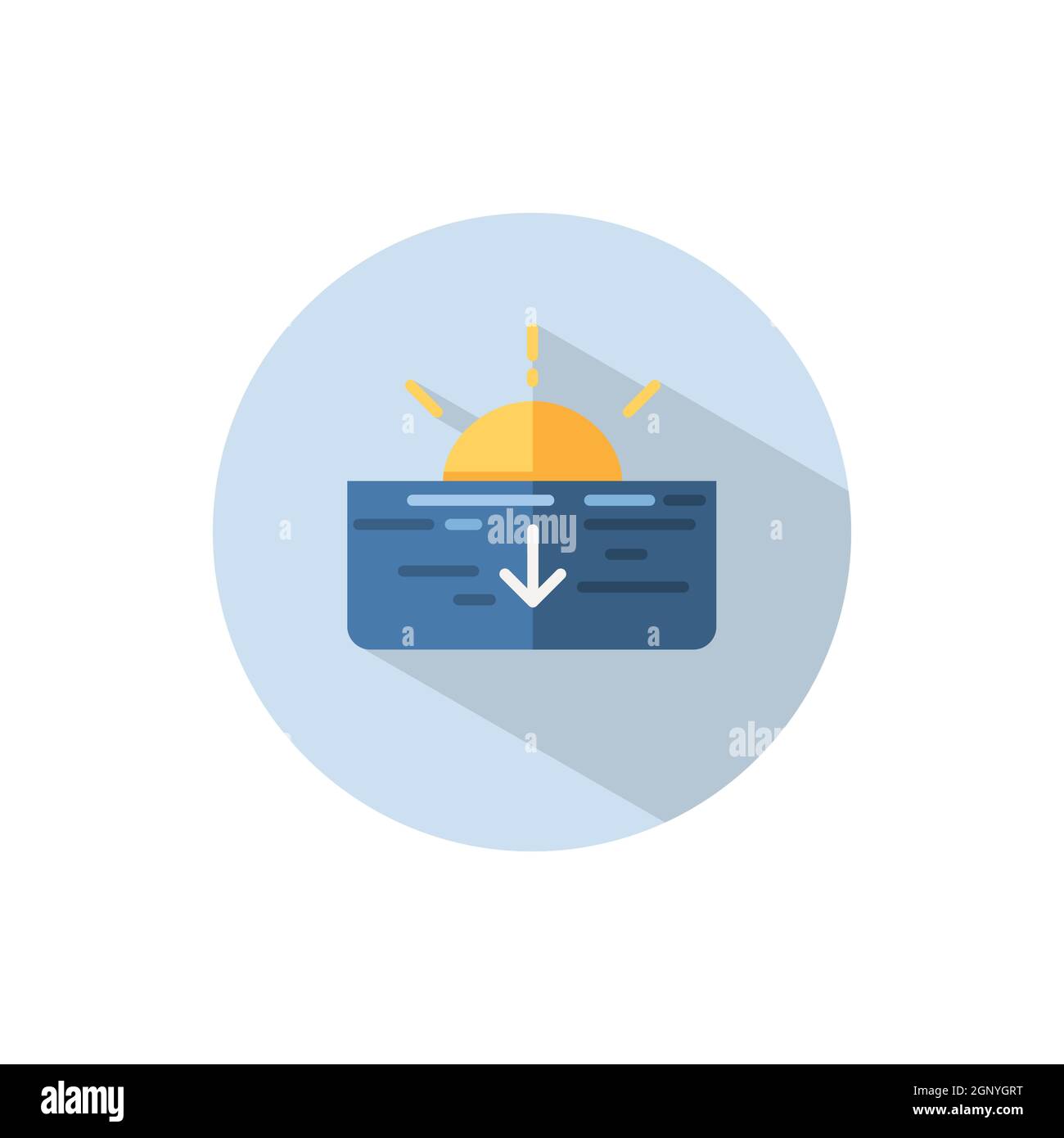 Sunset. Flat icon on a circle. Weather vector illustration Stock Vector ...