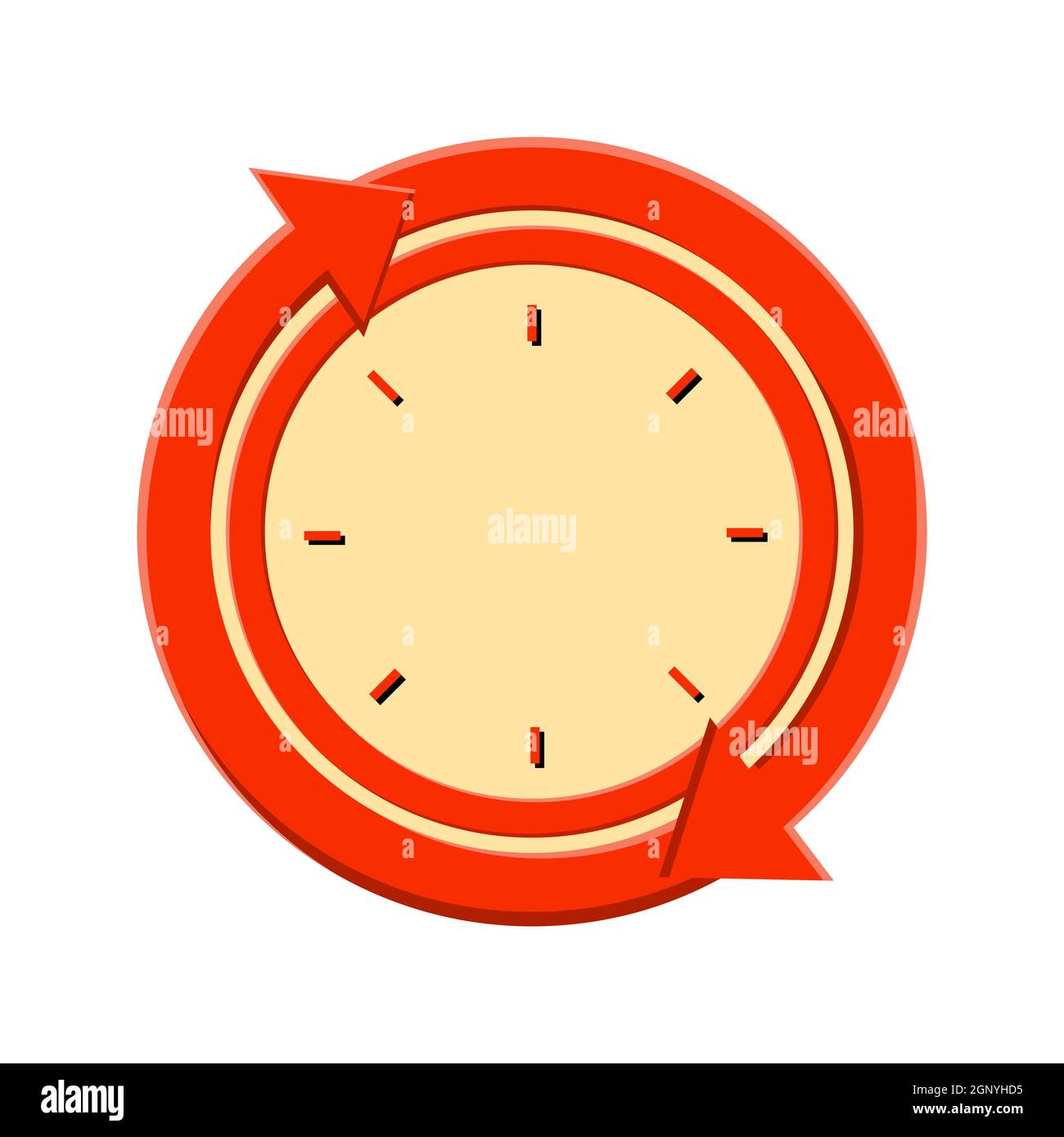 Time symbol. Vector abstract clock icon. Concept of deadline countdown. Vector cartoon design isolated on white background. Stock Vector