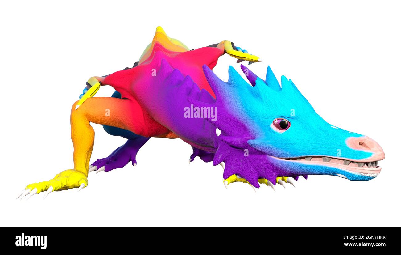 3D rendering of a fantasy dragon isolated on white background Stock ...
