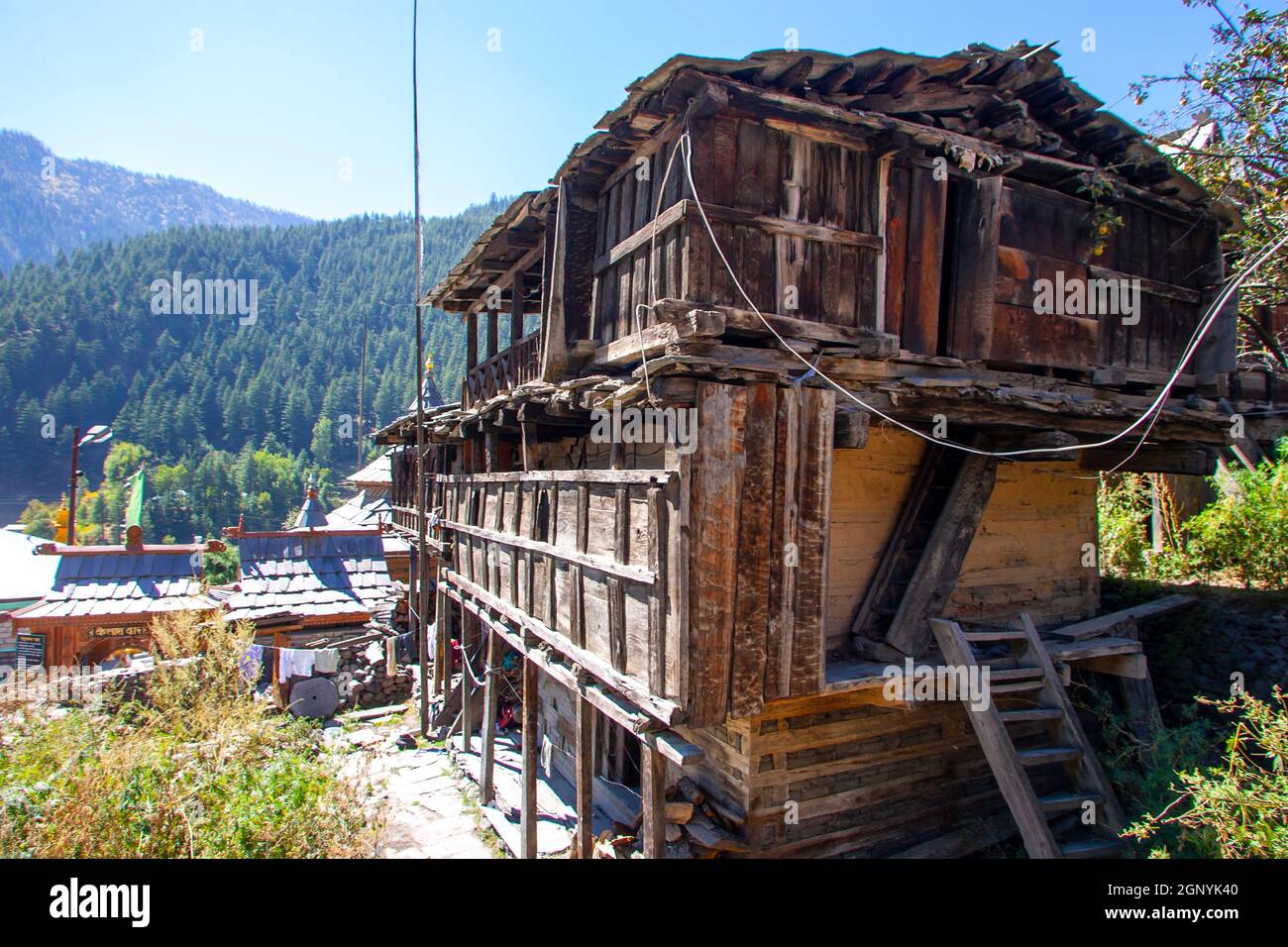 A Traditional rural and remote village in the Himalayas, Himachal ...