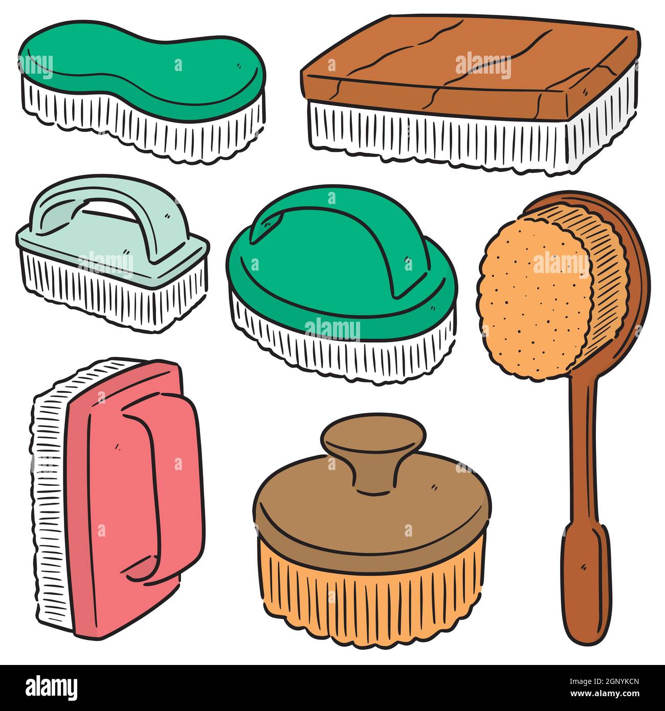 vector set of cleaning brush Stock Vector