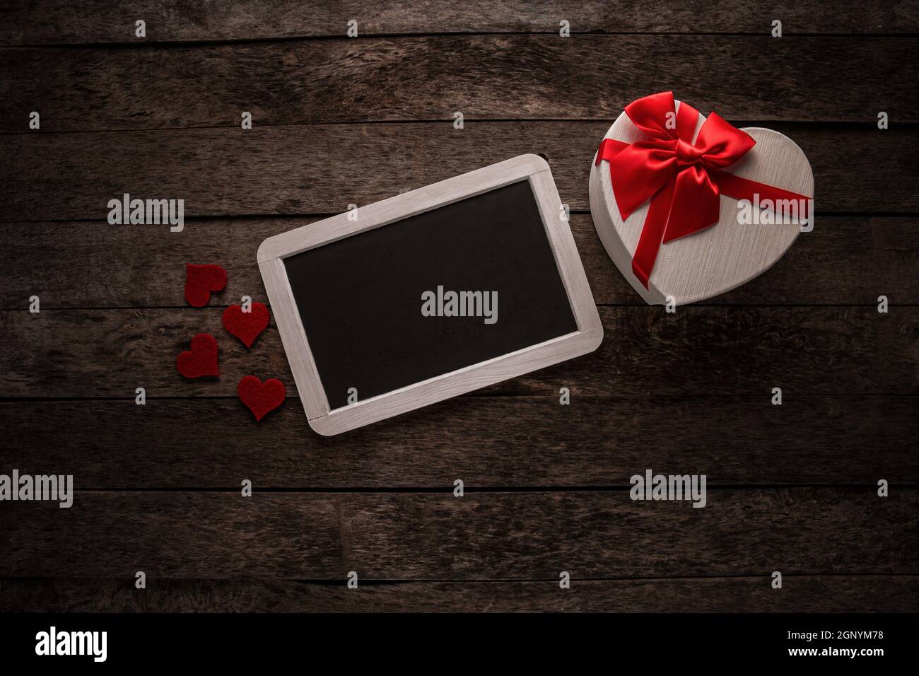 Valentines day greeting card with heart shaped gift box and with ...