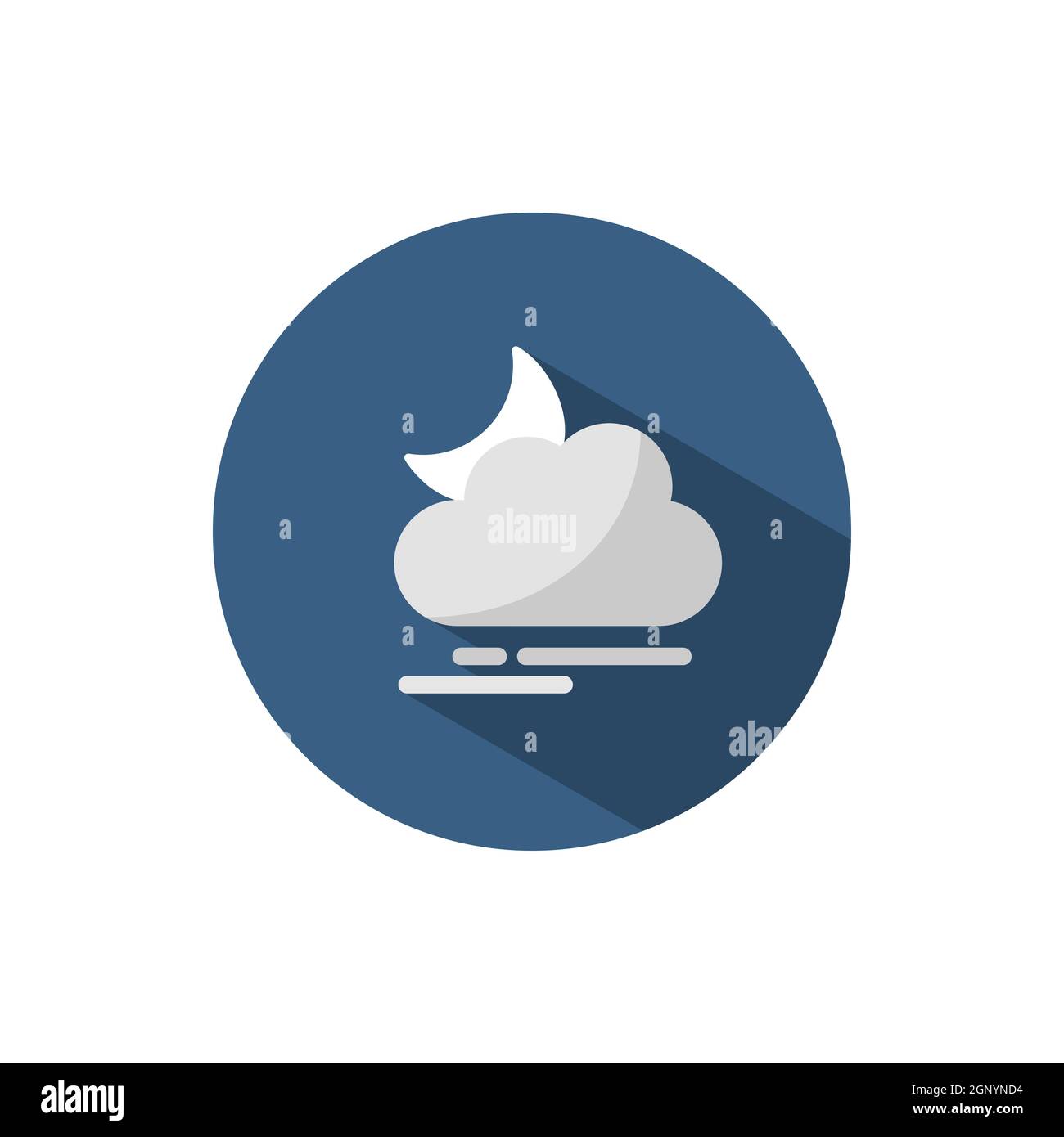 Fog and moon. Flat icon on a circle. Weather vector illustration Stock ...