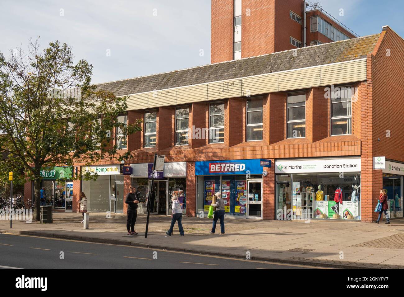 A view of row of shops on the edge of Anglia square Norwich Stock Photo ...