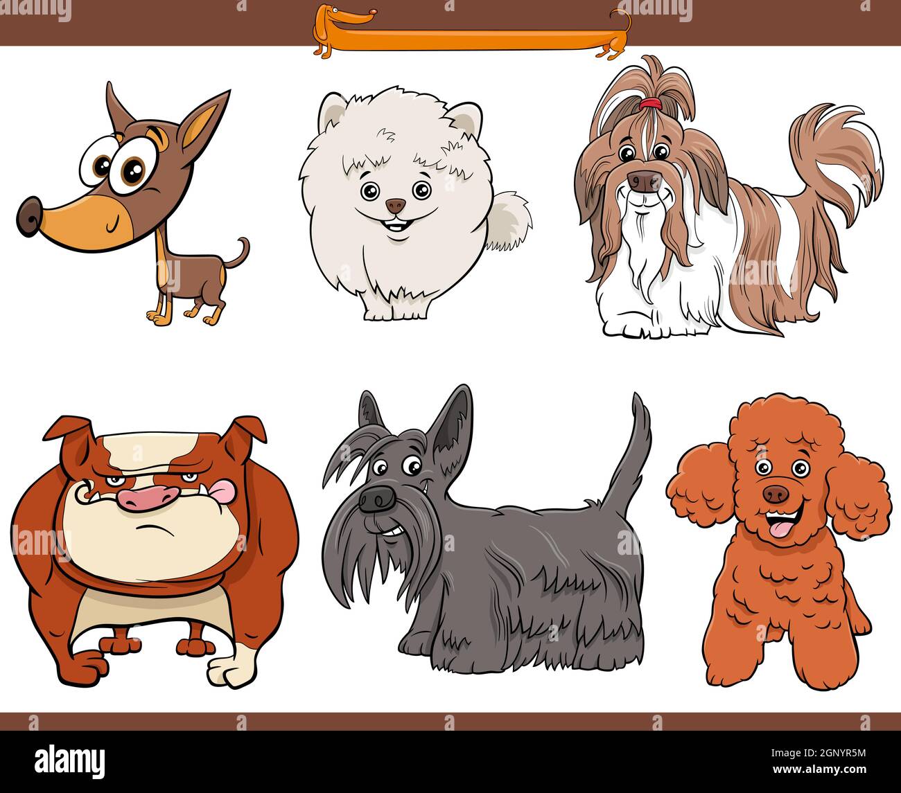 purebred cartoon dogs comic characters set Stock Vector