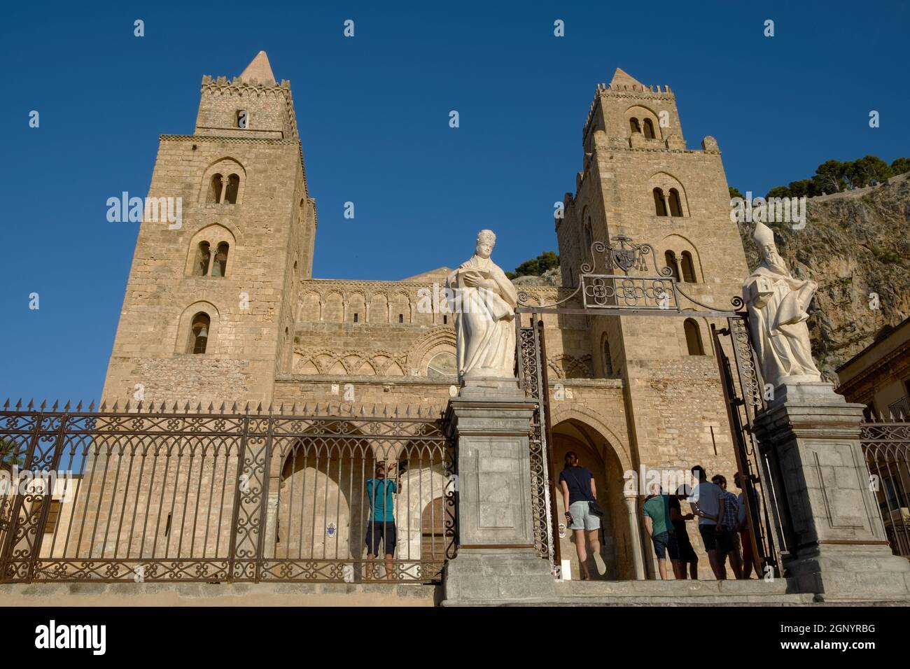 history and architecture of Sicily view of Cefalù Cathedral in the Norman architectural style (Palermo) Stock Photo