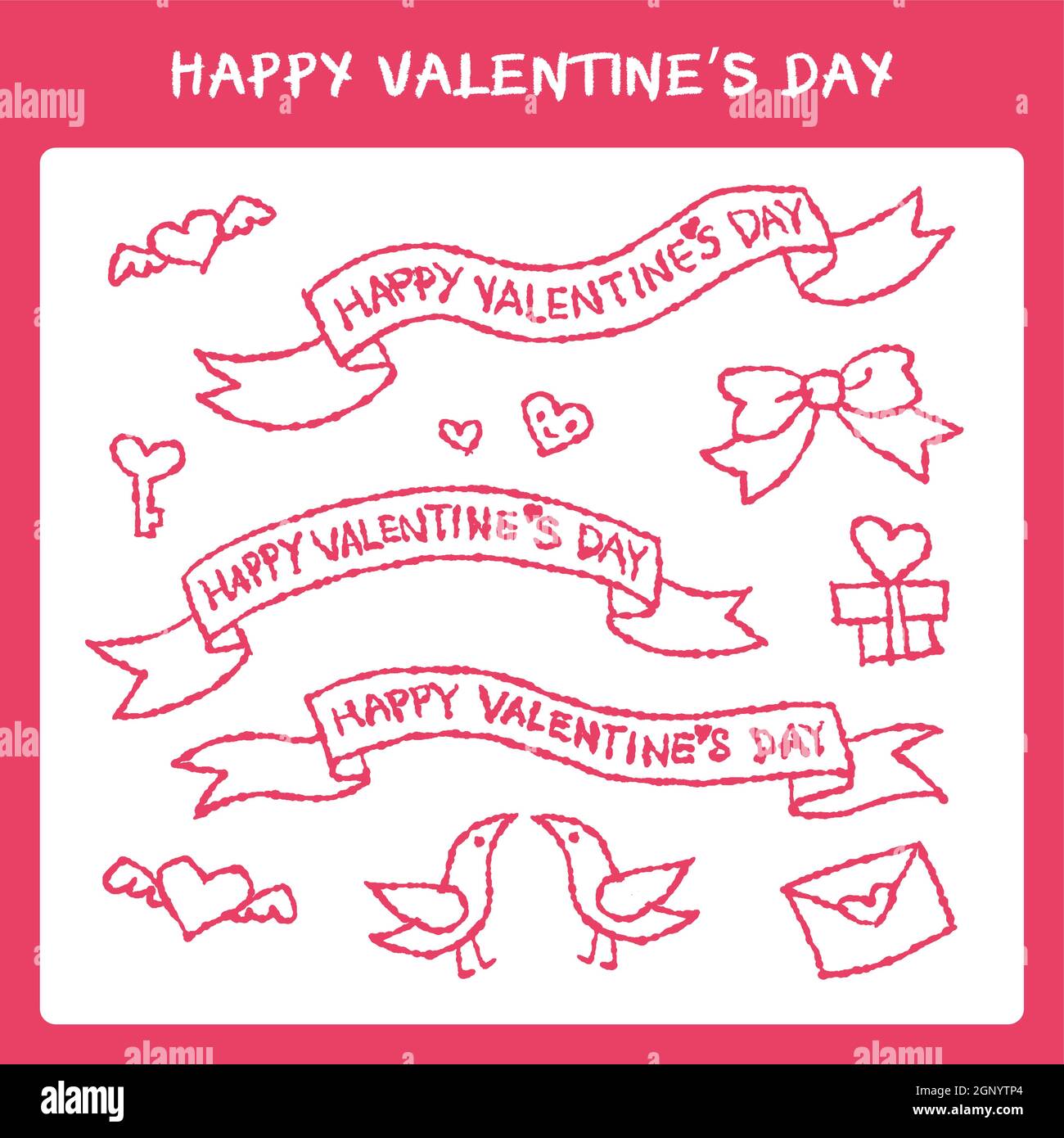 Hand drawn valentine's day elements set Stock Vector