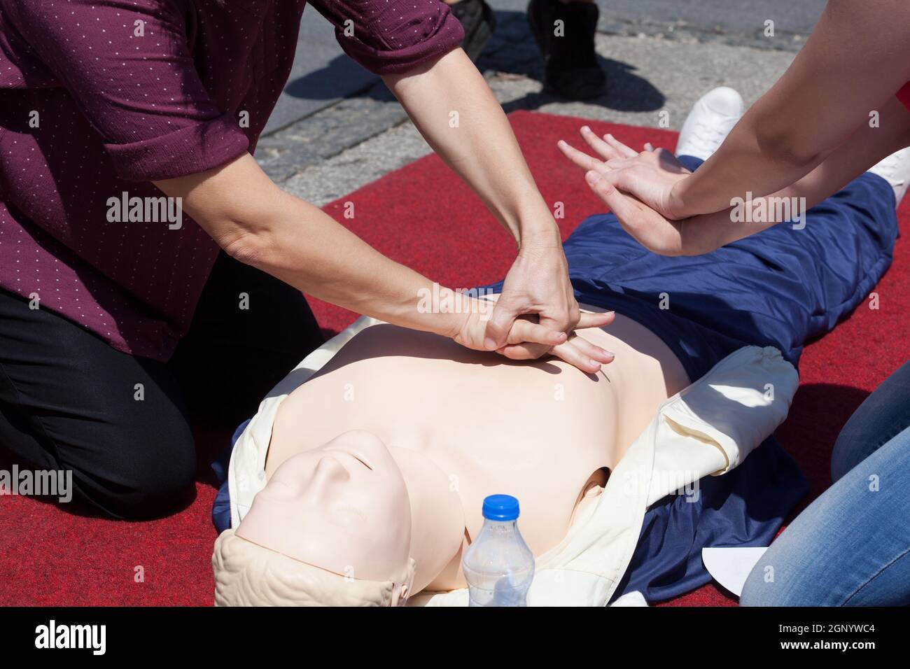First aid CPR training detail Stock Photo