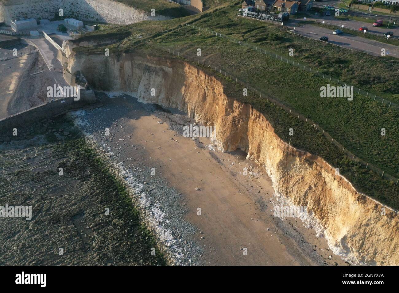 Aerial view of chalk cliffs in East Sussex UK Stock Photo Alamy