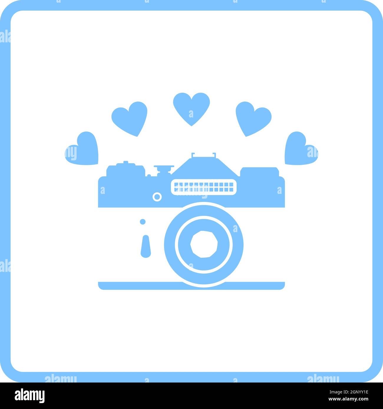 Camera With Hearts Icon Stock Vector