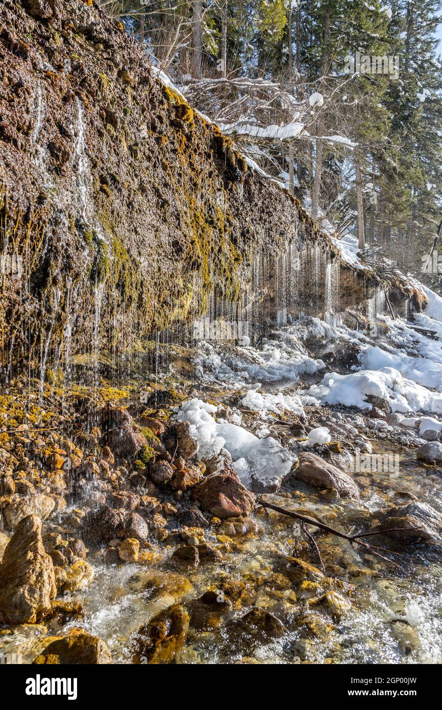 Waterfalls in Maria Alm, Hinterthal in Winter time. Triefen Stock Photo