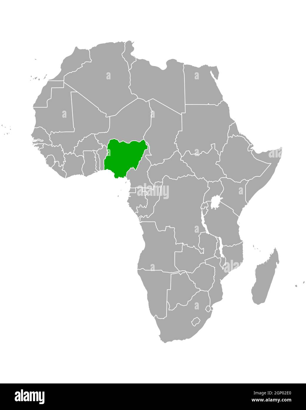 Map Of Africa With Nigeria Highlighted Map Of Nigeria In Africa Stock Photo - Alamy