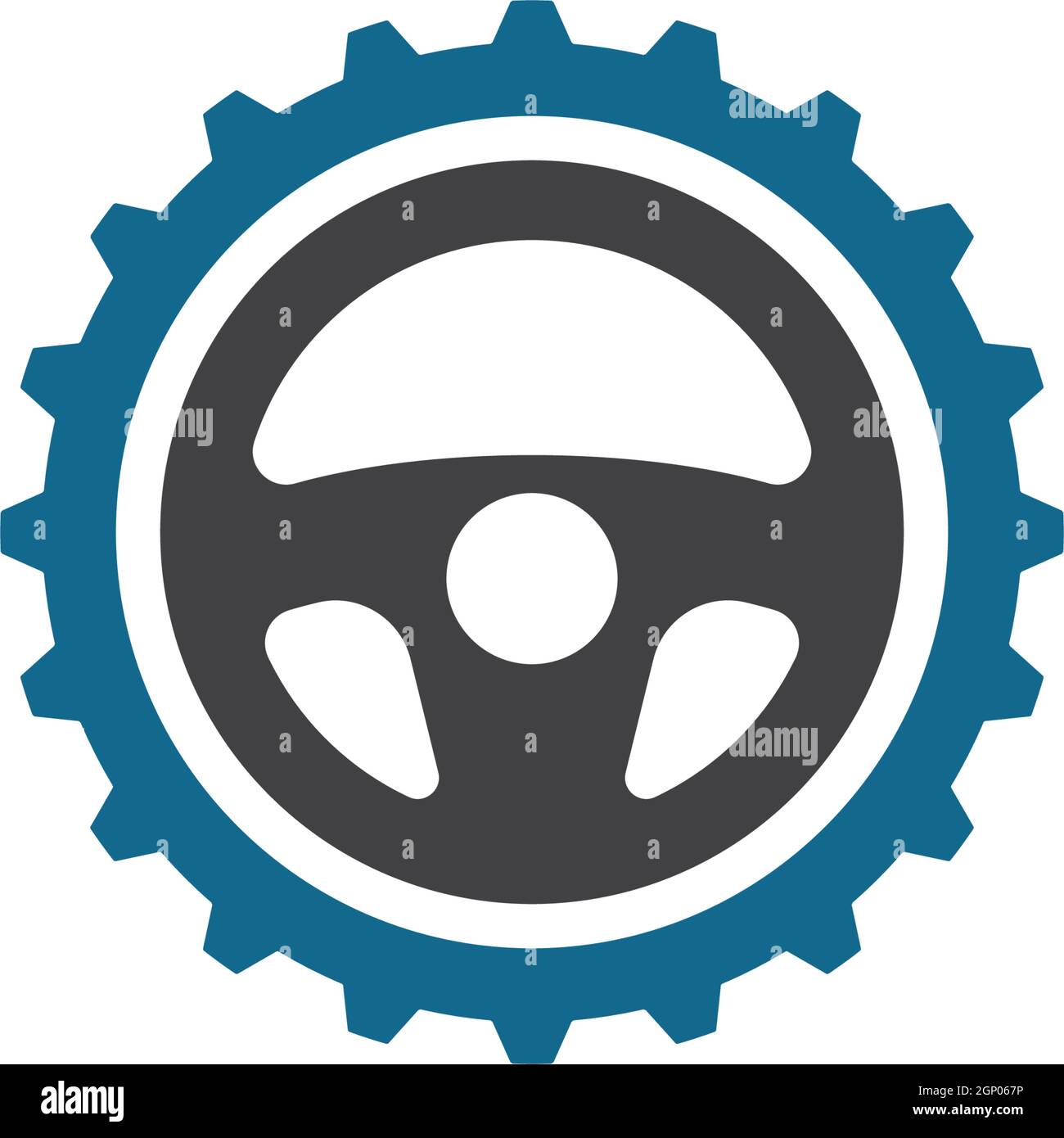 car steering wheel with gear logo icon vector illustration Stock Vector