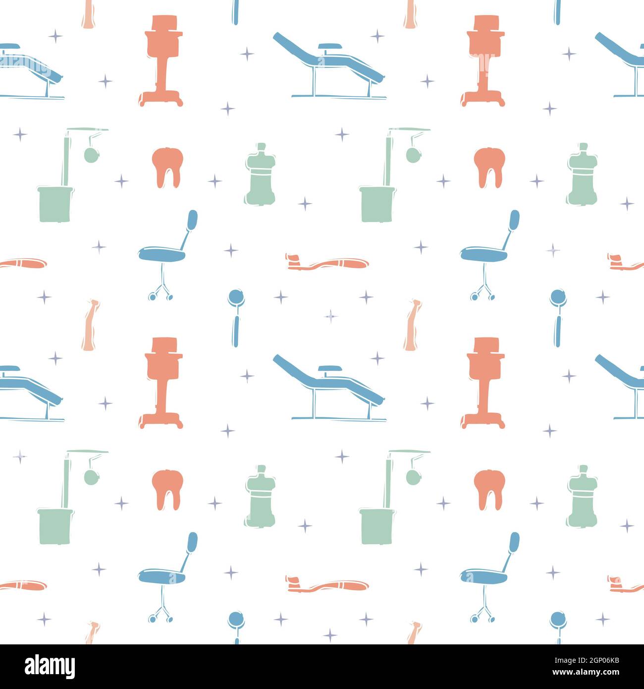 Dental care, Orthodontics Seamless Pattern with Line Icons. Dentist ...