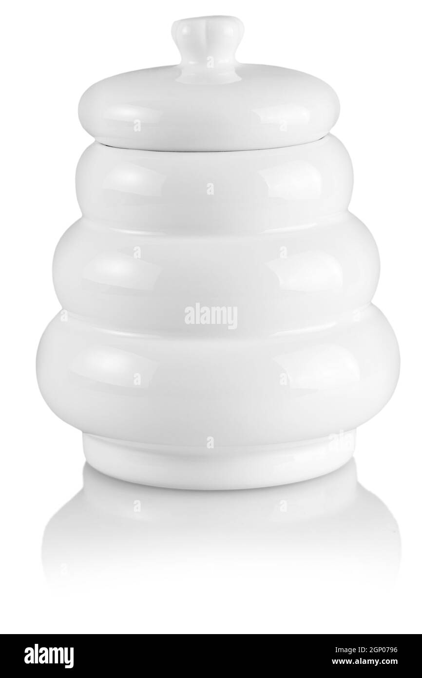 Fine porcelain sugar bowl isolated on white Stock Photo Alamy