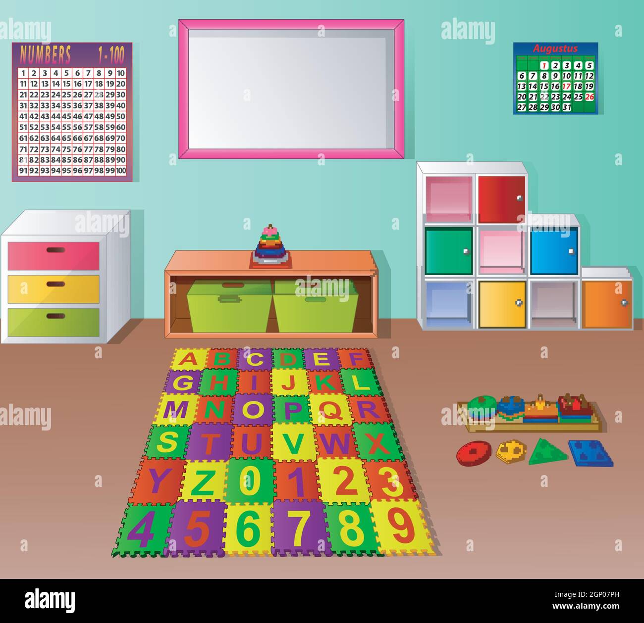 Preschool kindergarten classroom cartoon Stock Vector Image & Art - Alamy