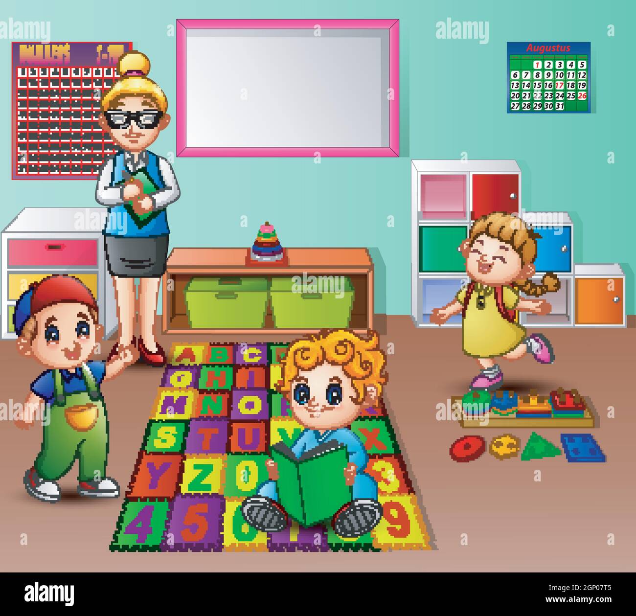 Kindergarten teacher Stock Vector Images - Alamy