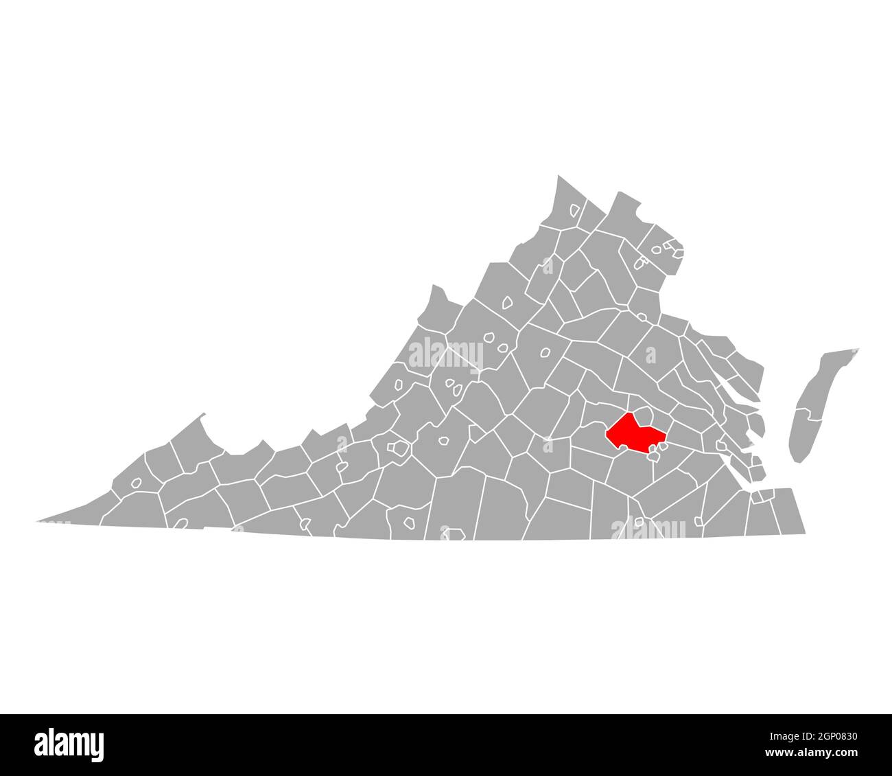 Map of Chesterfield in Virginia Stock Photo