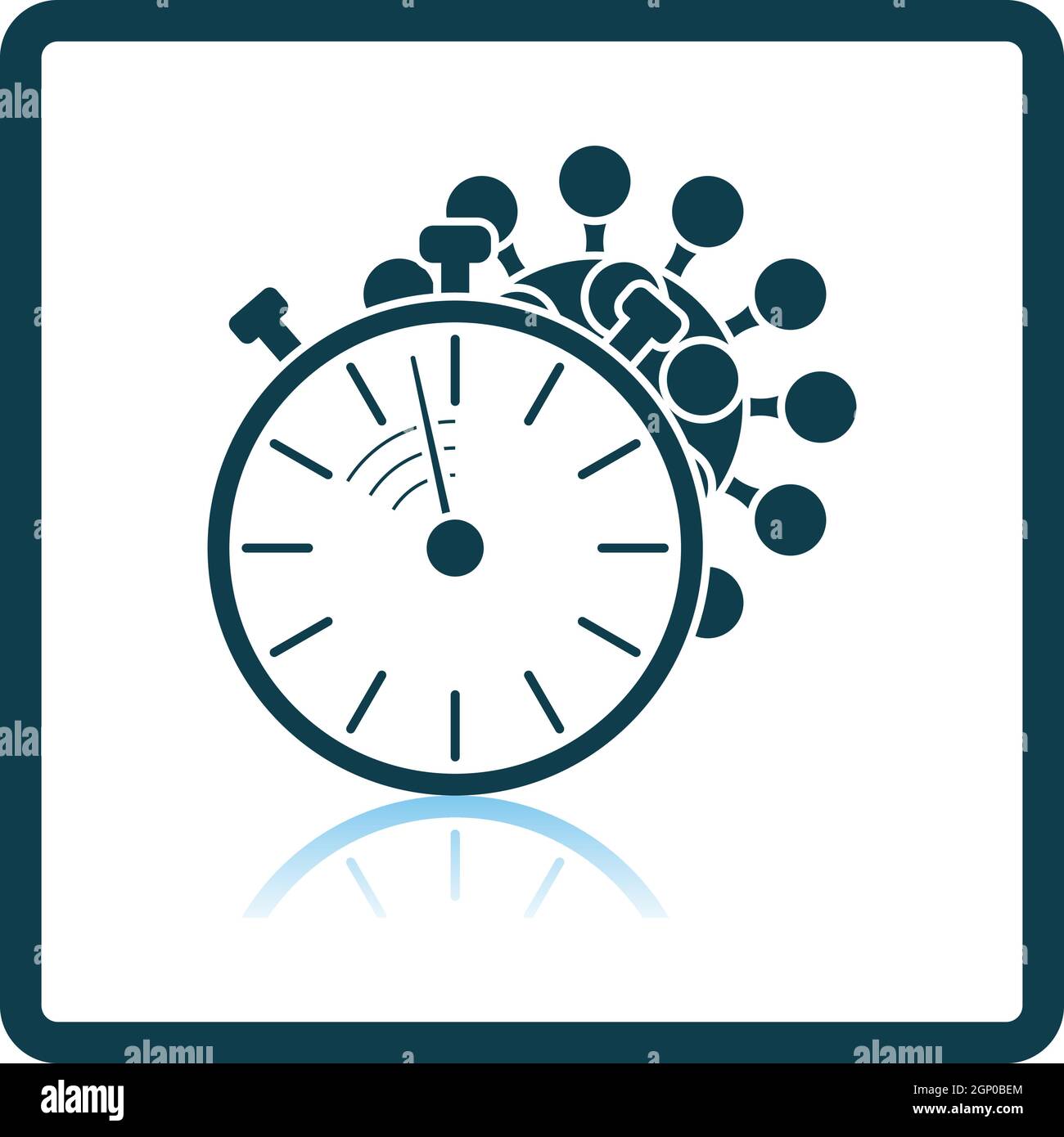 Coronavirus Molecule Under Stopwatch Icon Stock Vector