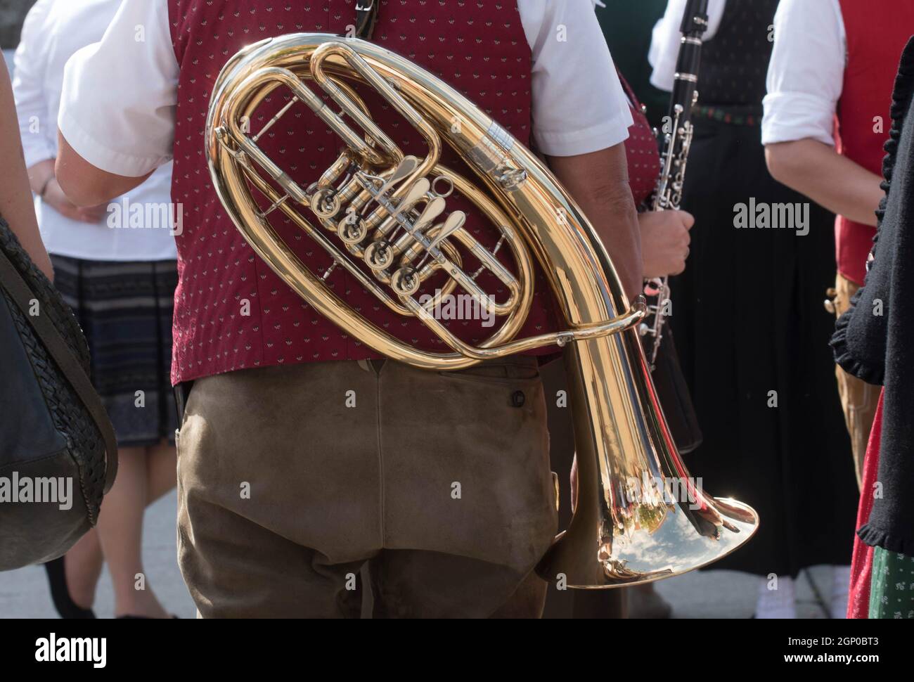 A tuba or sousaphone brass music instruments and traditional folk music
