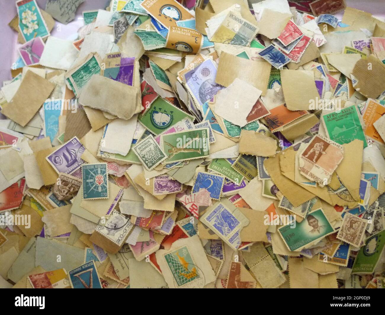photos of used stamps that are often targeted for collection by philatelists Stock Photo