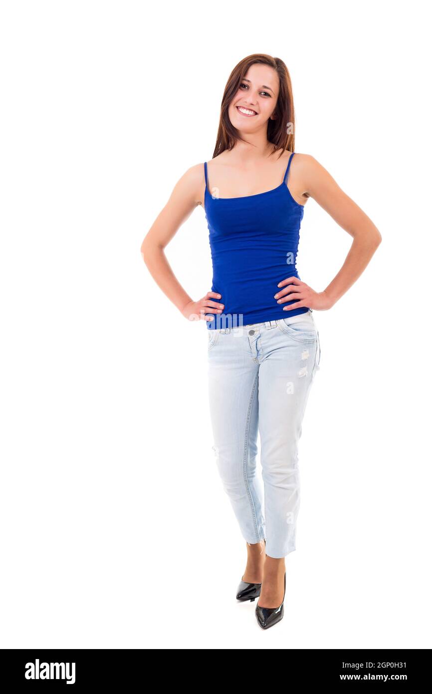 Studio shot of a beautiful young casual woman Stock Photo - Alamy