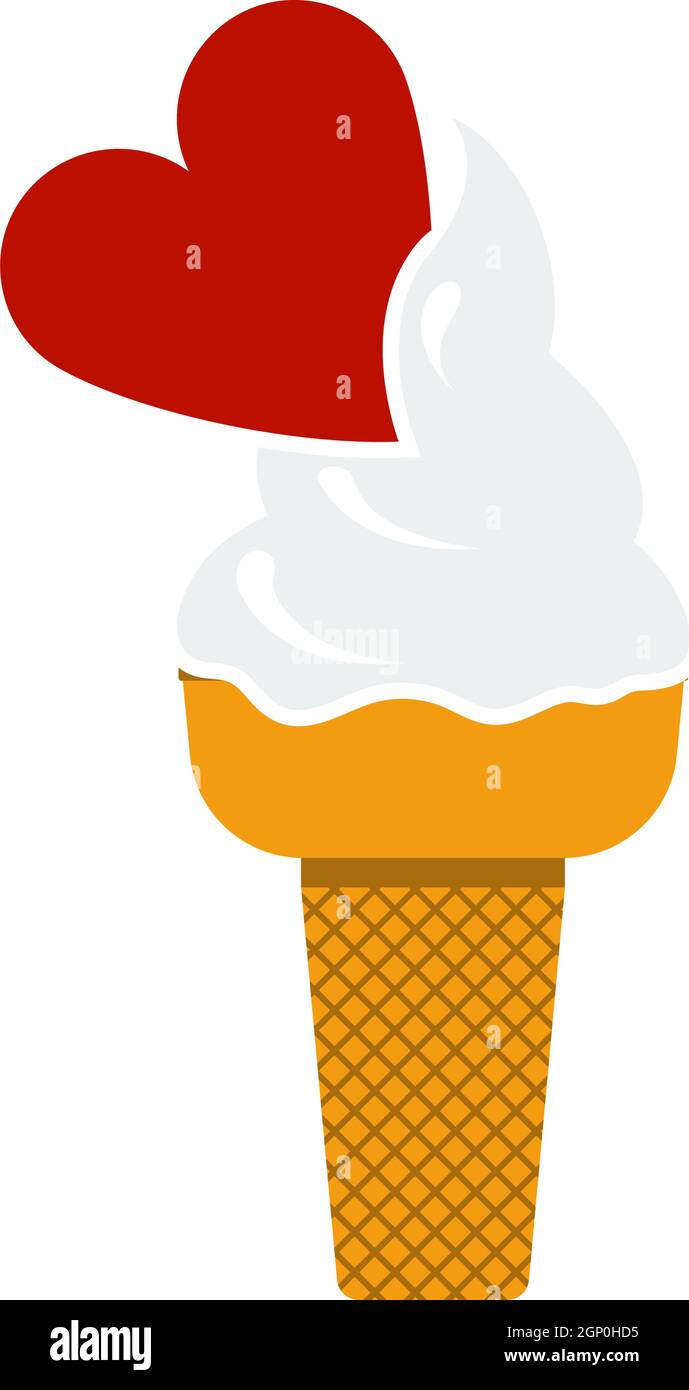 Valentine Icecream With Heart Icon Stock Vector