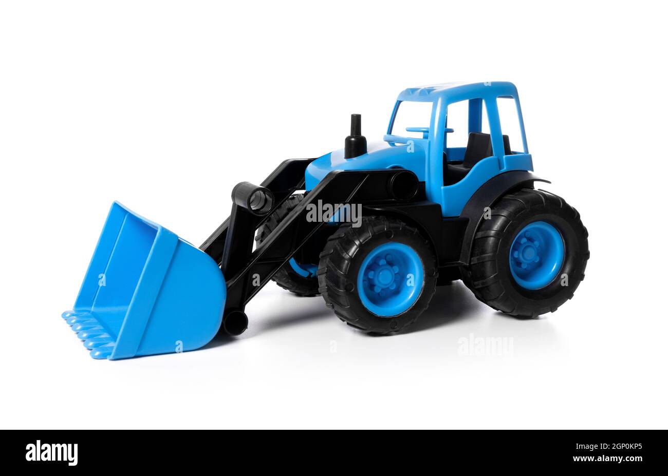 plastic toy tractor isolated on white background Stock Photo