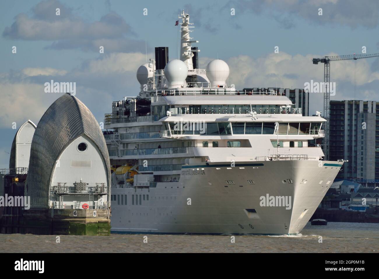 Crystal Endeavour A 6 Luxury Expedition Ship Operated By Crystal Cruises Arrives On The River Thames To Make It S Maiden Port Call In London With A Visit To Greenwich Stock Photo Alamy