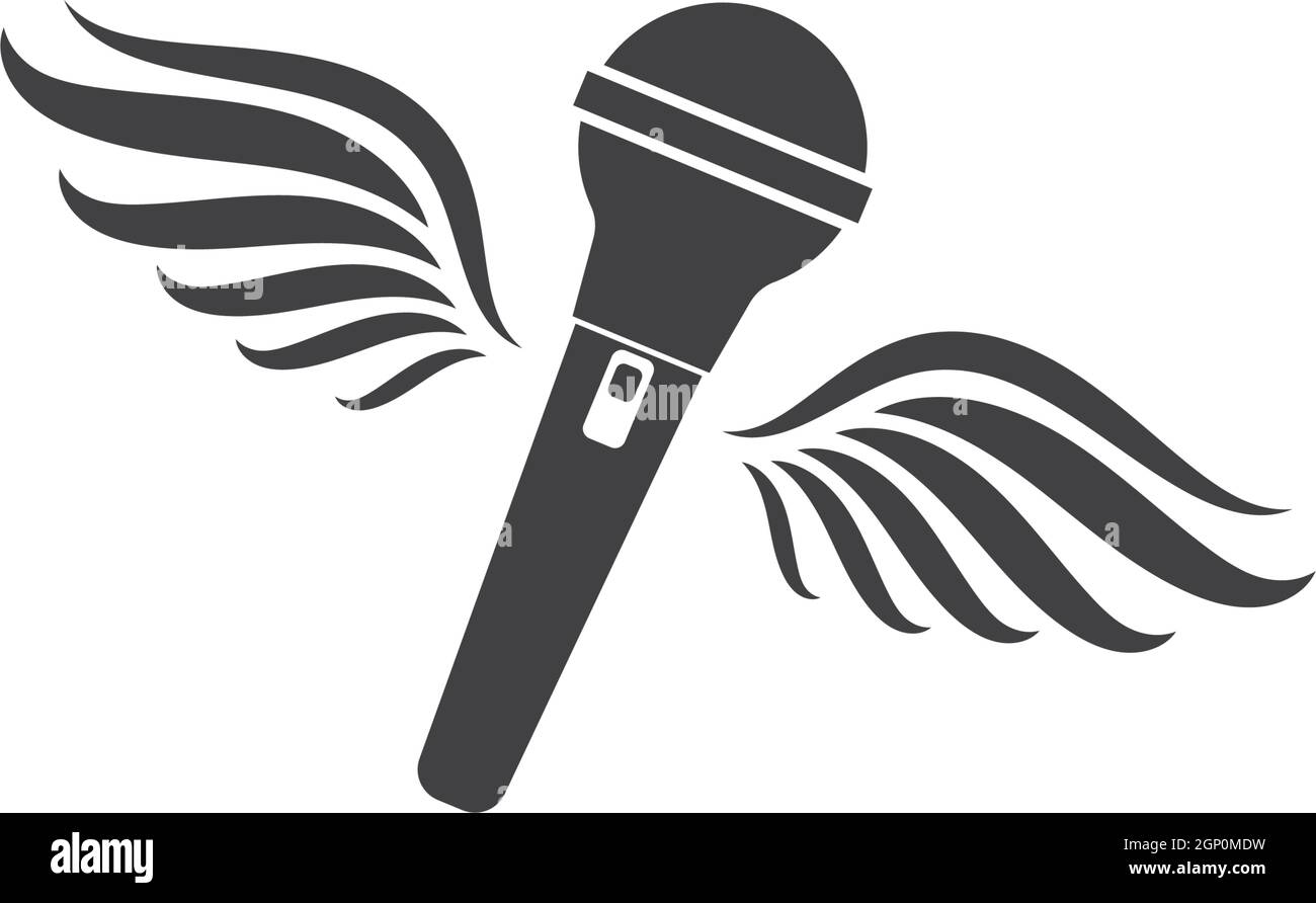 microphone icon logo of karaoke and musical vector illustration design Stock Vector