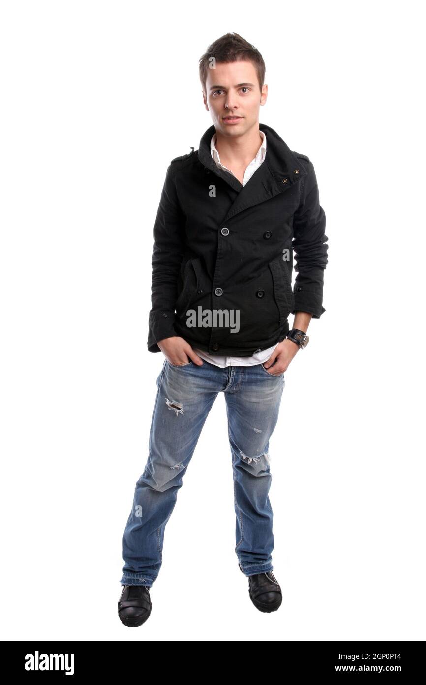 Young casual man, posing - isolated in white background Stock Photo - Alamy