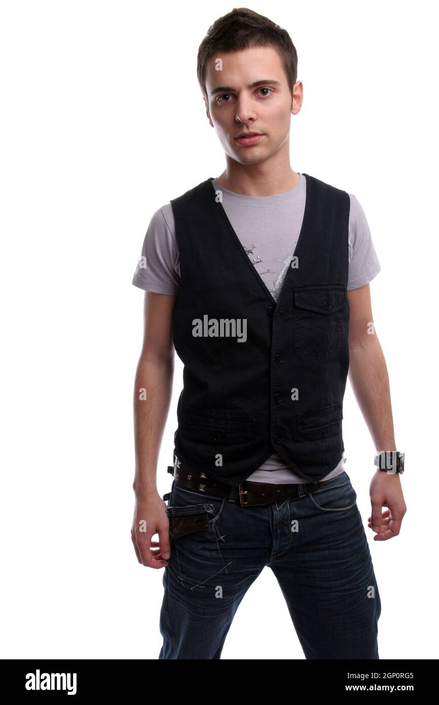 Young casual man, posing - isolated in white background Stock Photo - Alamy