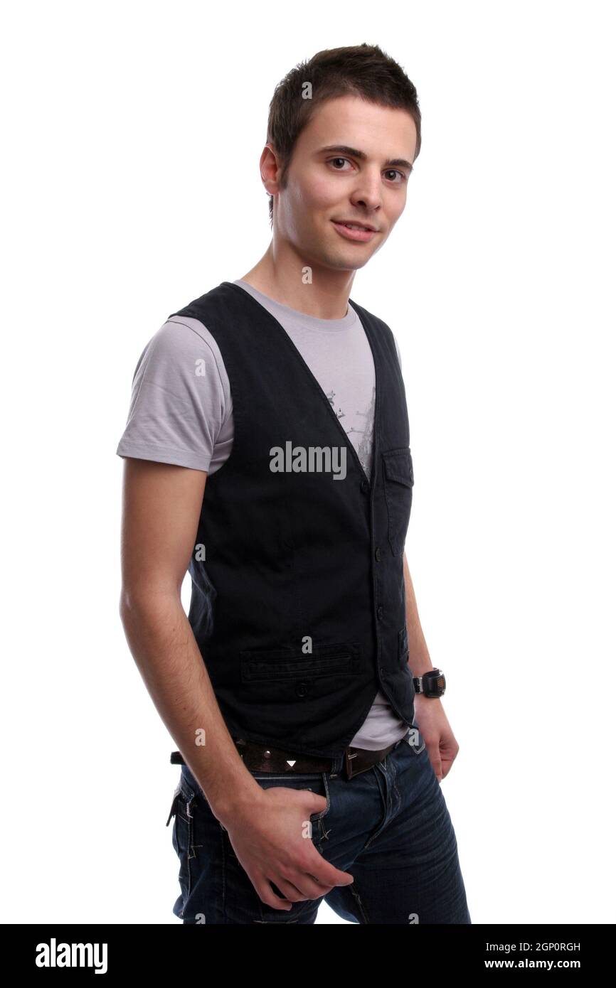 Young casual man, posing - isolated in white background Stock Photo - Alamy