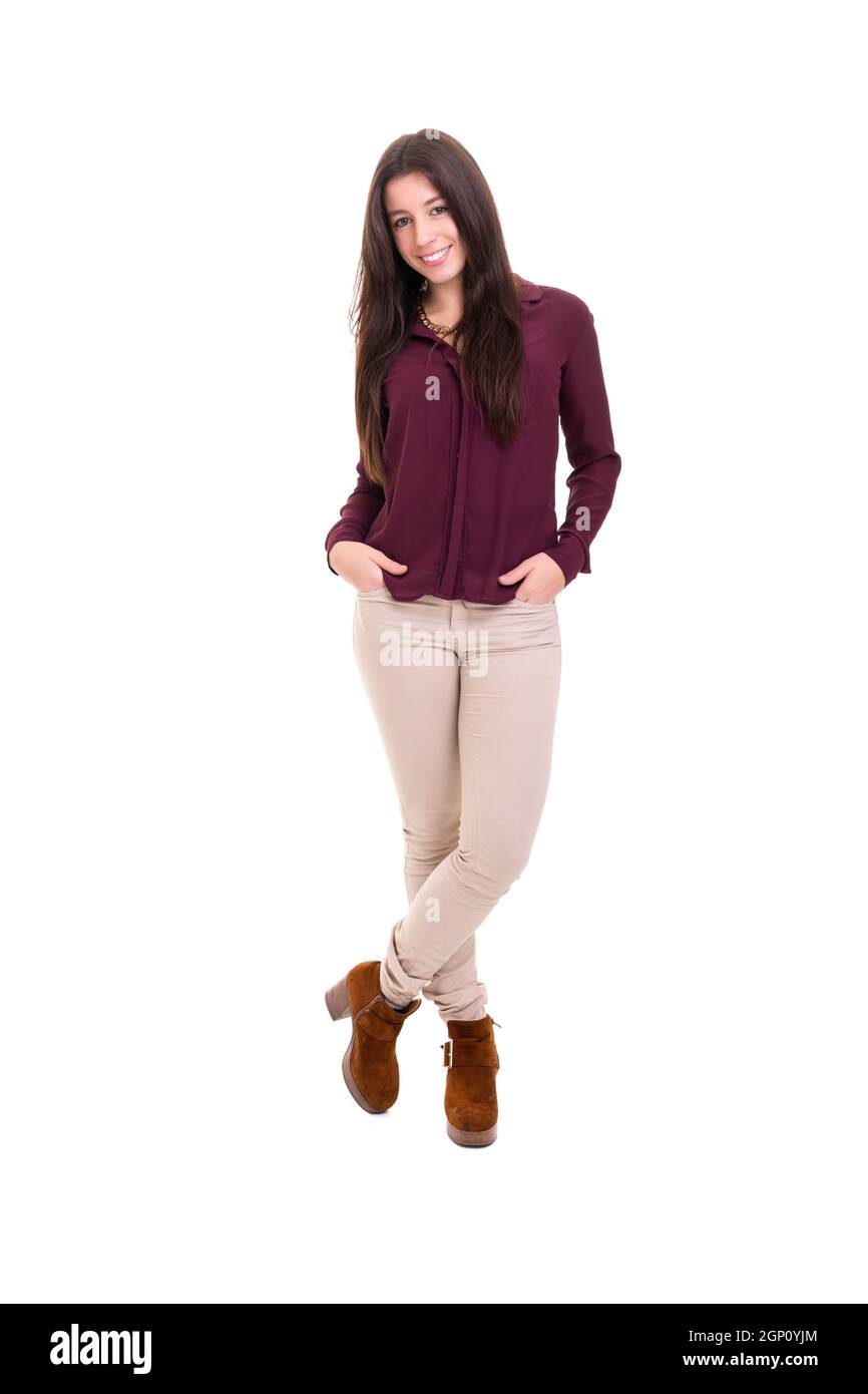 Studio shot of a beautiful young casual woman Stock Photo - Alamy