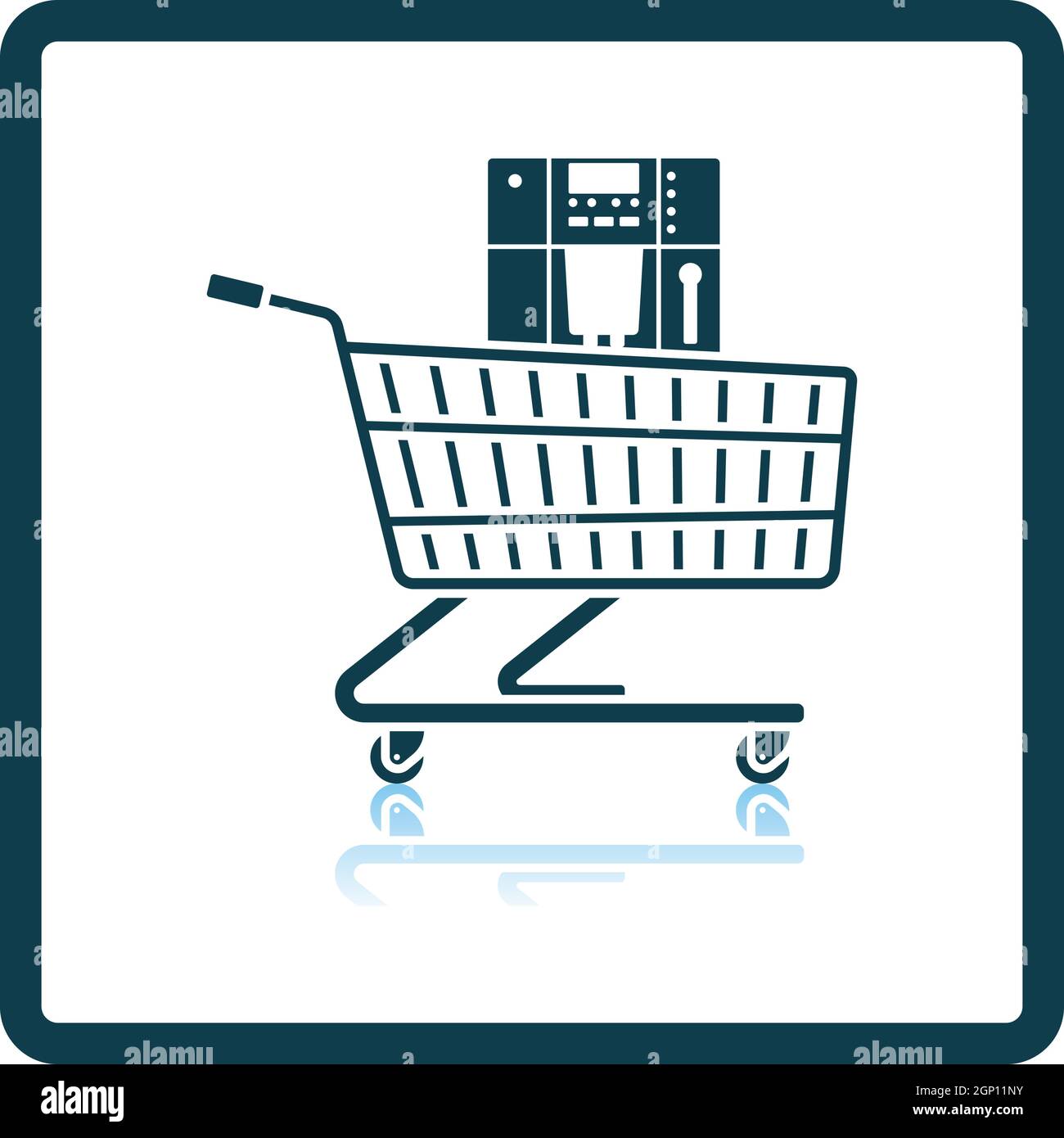 Shopping Cart With Cofee Machine Icon Stock Vector