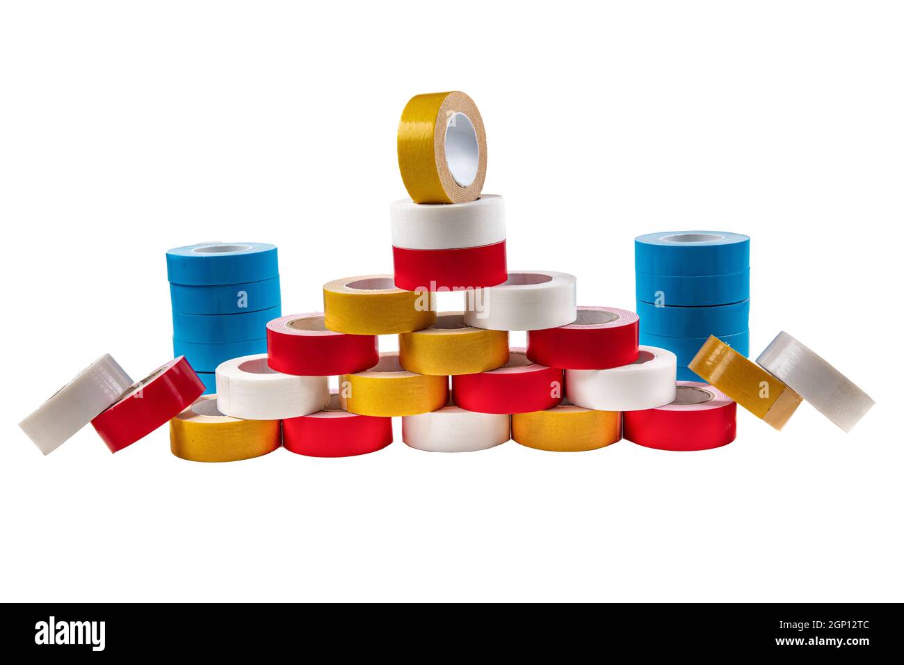 Foam Tapes. Double sided tape roll on white background. Two sided