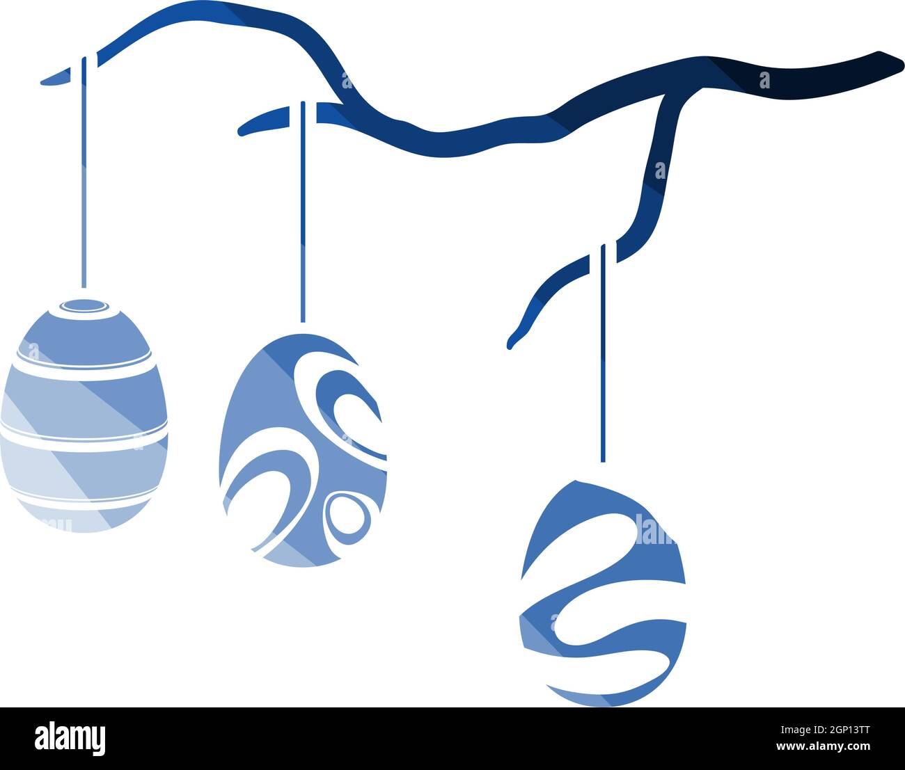 Easter Eggs Hanged On Tree Branch Icon Stock Vector