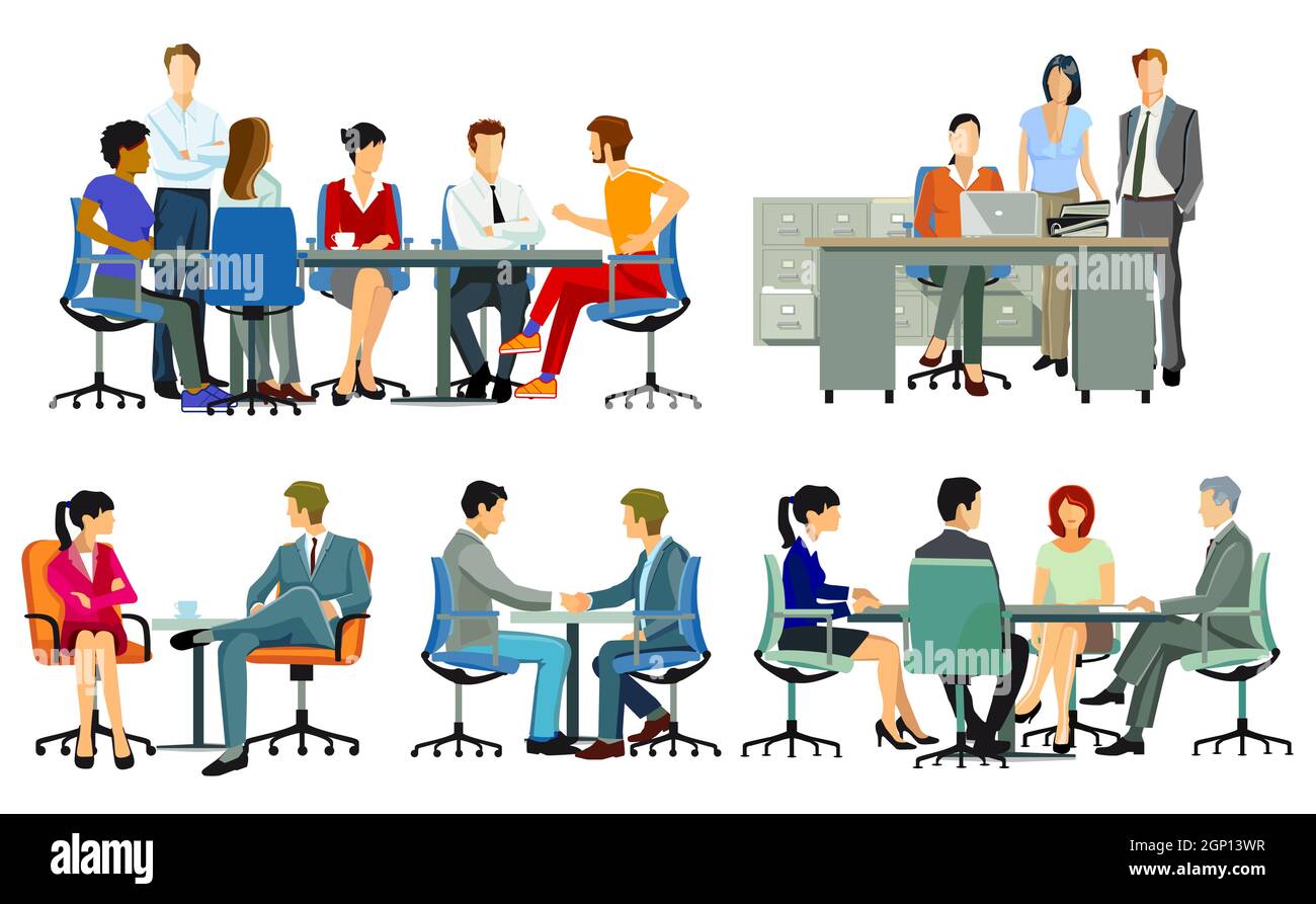 Business meetings and advice, team meetings Stock Vector