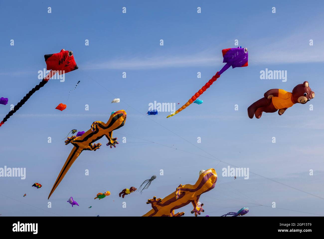 Kite Festival Filey, North Yorkshire beautiful blue sky day attracted