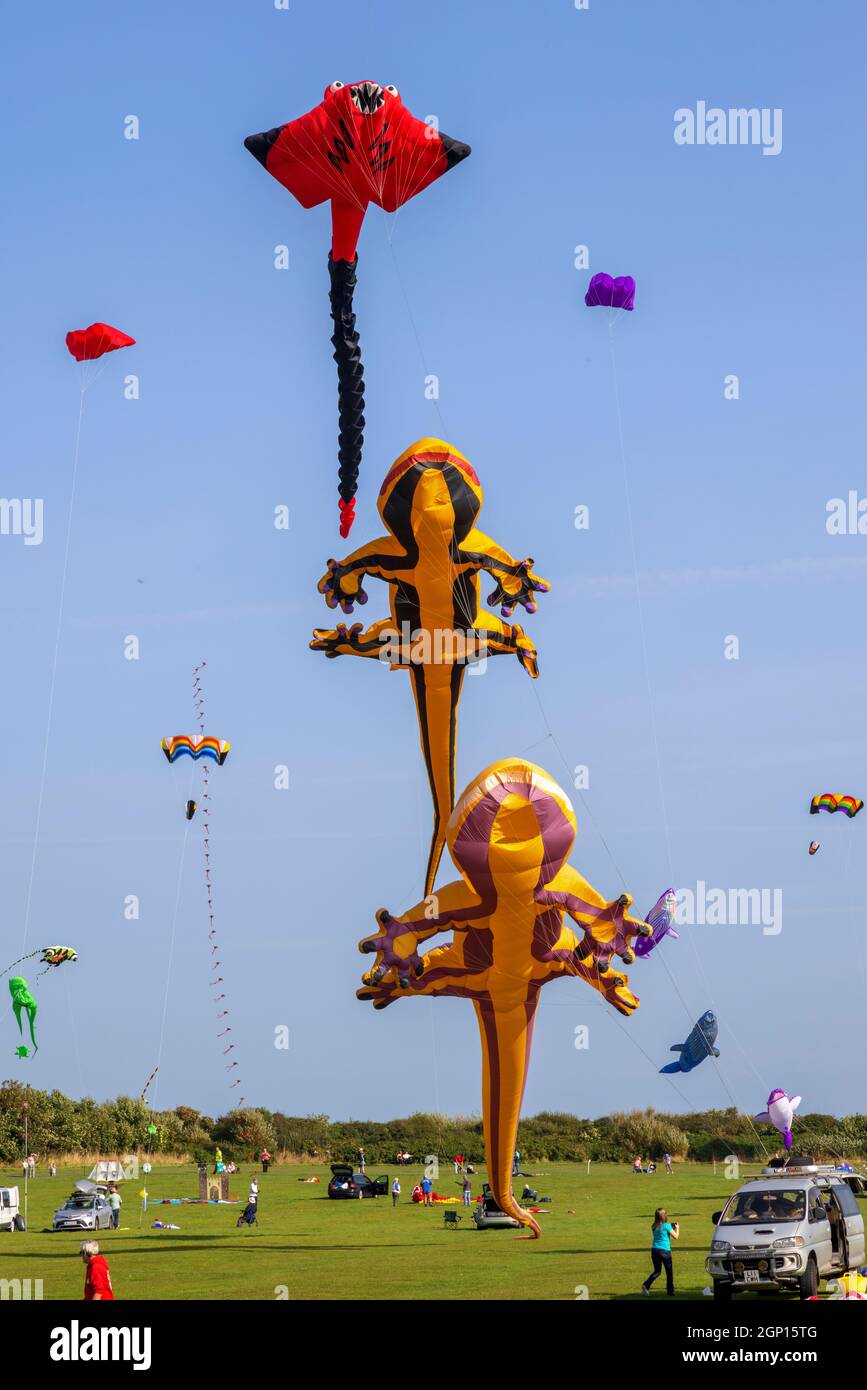 Kite Festival Filey, North Yorkshire beautiful blue sky day attracted