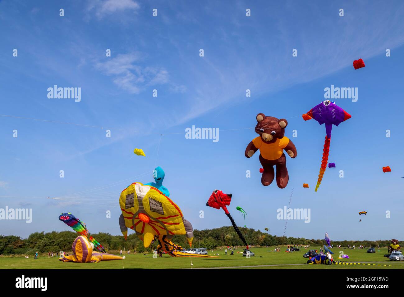 Kite Festival Filey, North Yorkshire beautiful blue sky day attracted