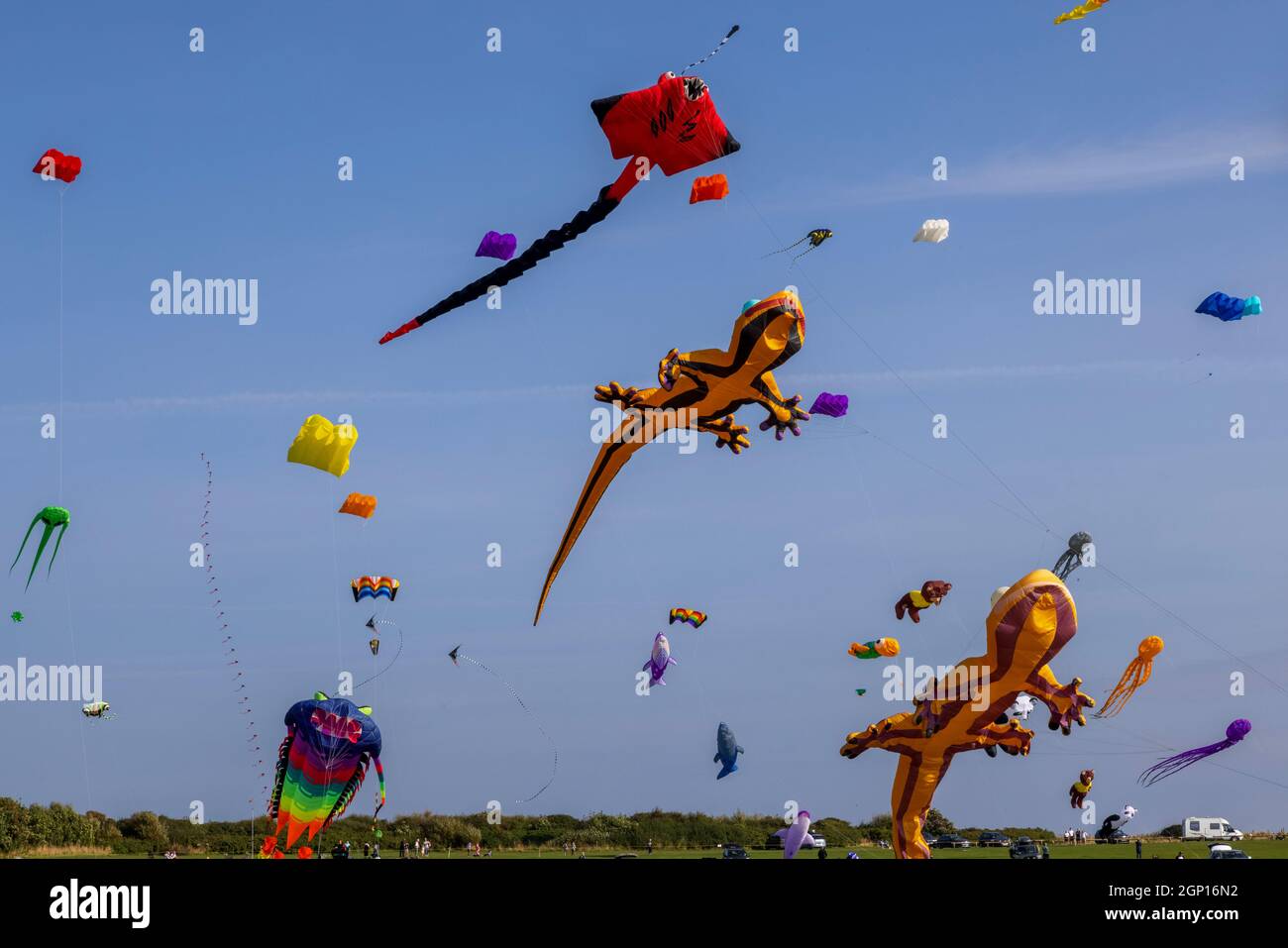 Kite Festival Filey, North Yorkshire beautiful blue sky day attracted