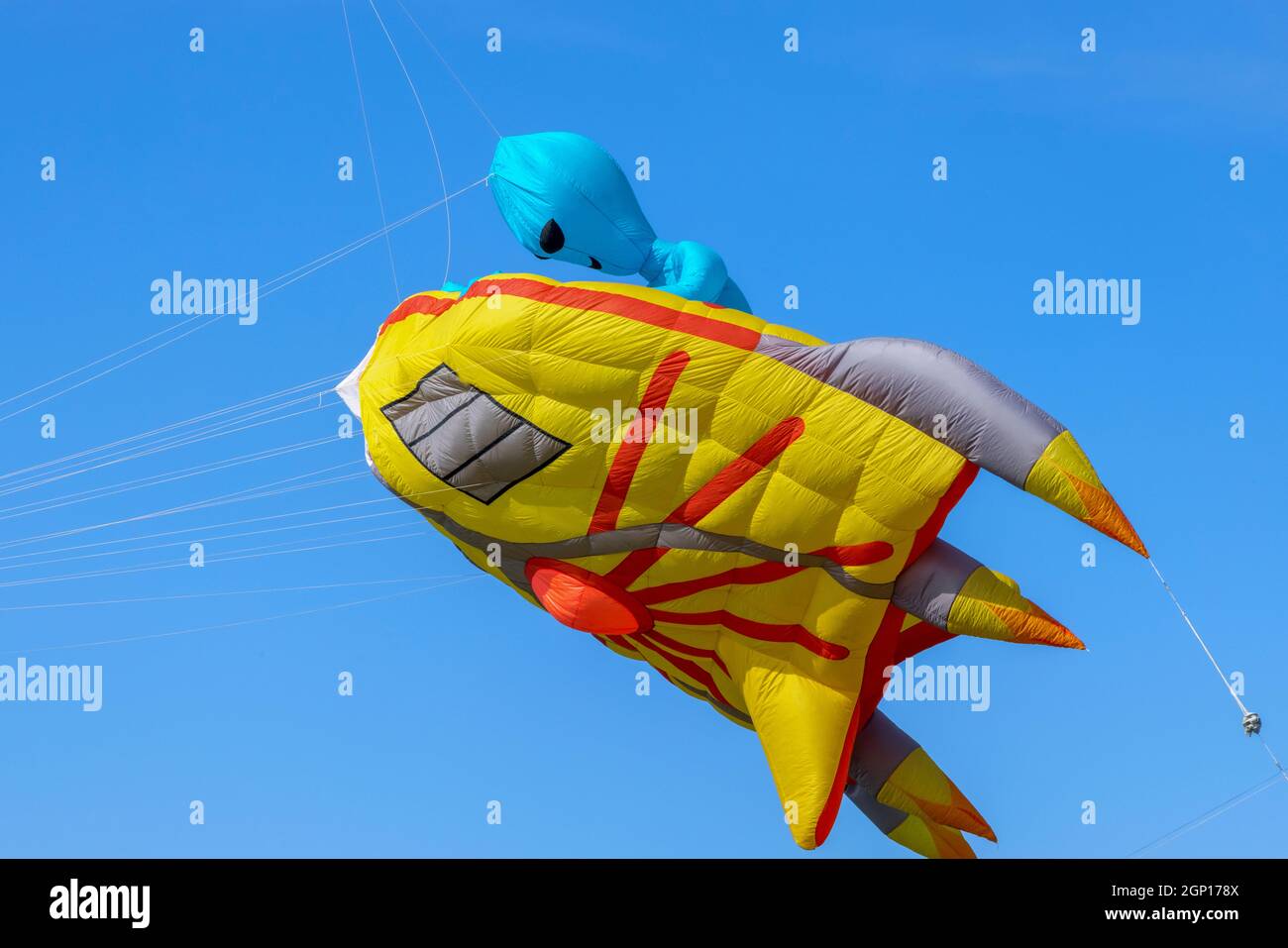 Kite Festival Filey, North Yorkshire beautiful blue sky day attracted