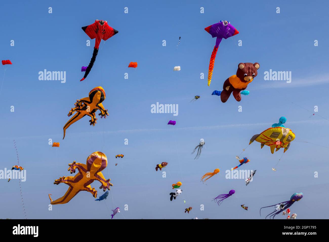 Kite Festival Filey, North Yorkshire beautiful blue sky day attracted