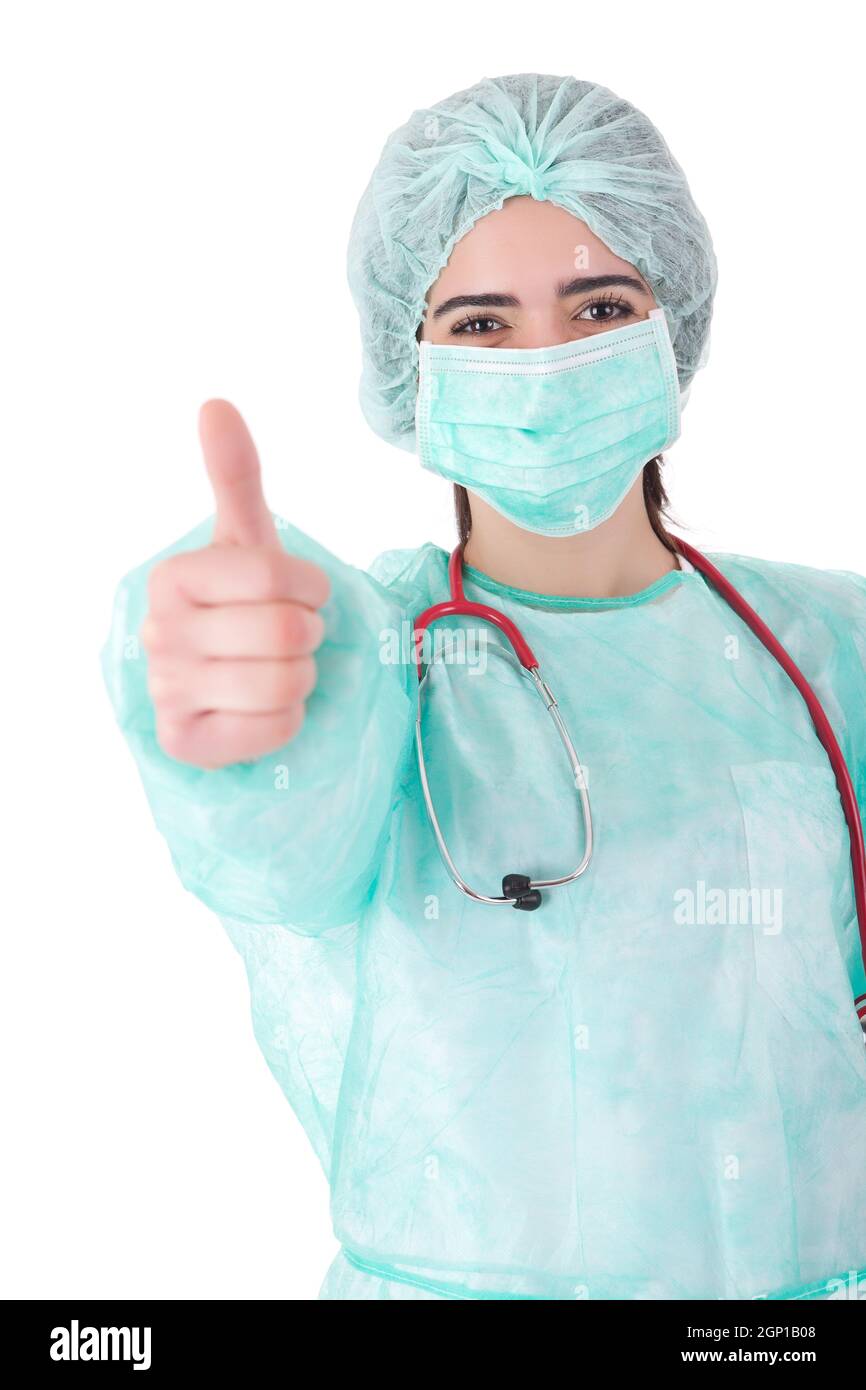 Cheerful doctor showing thumbs up hi-res stock photography and images ...