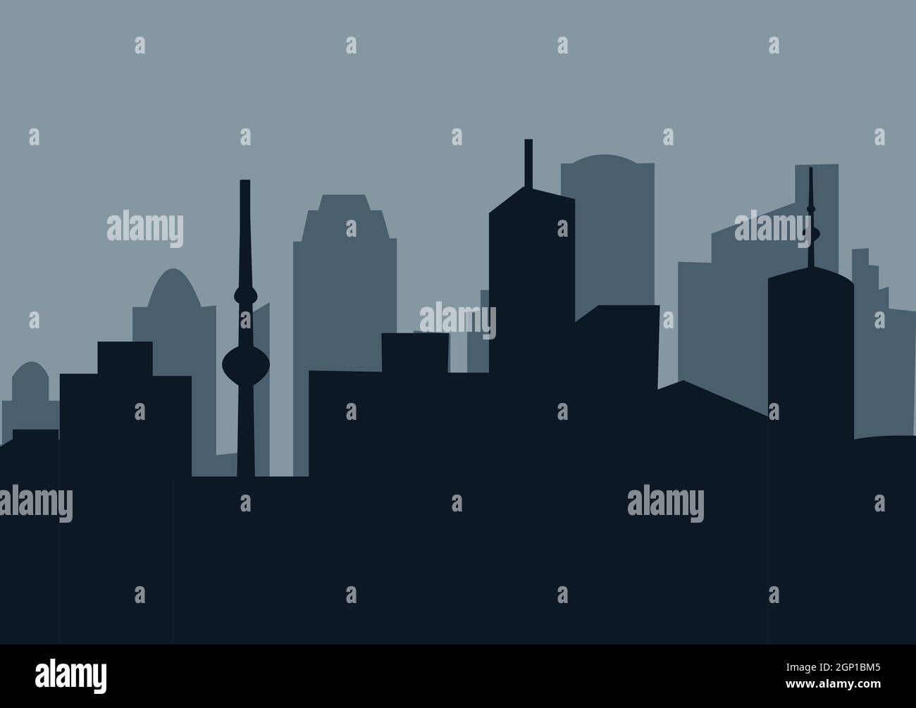 City Landscape Buildings and Architecture Silhouette Vector Background ...