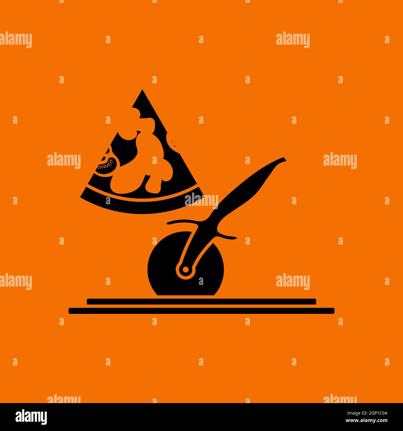 Pizza With Knife Icon Stock Vector