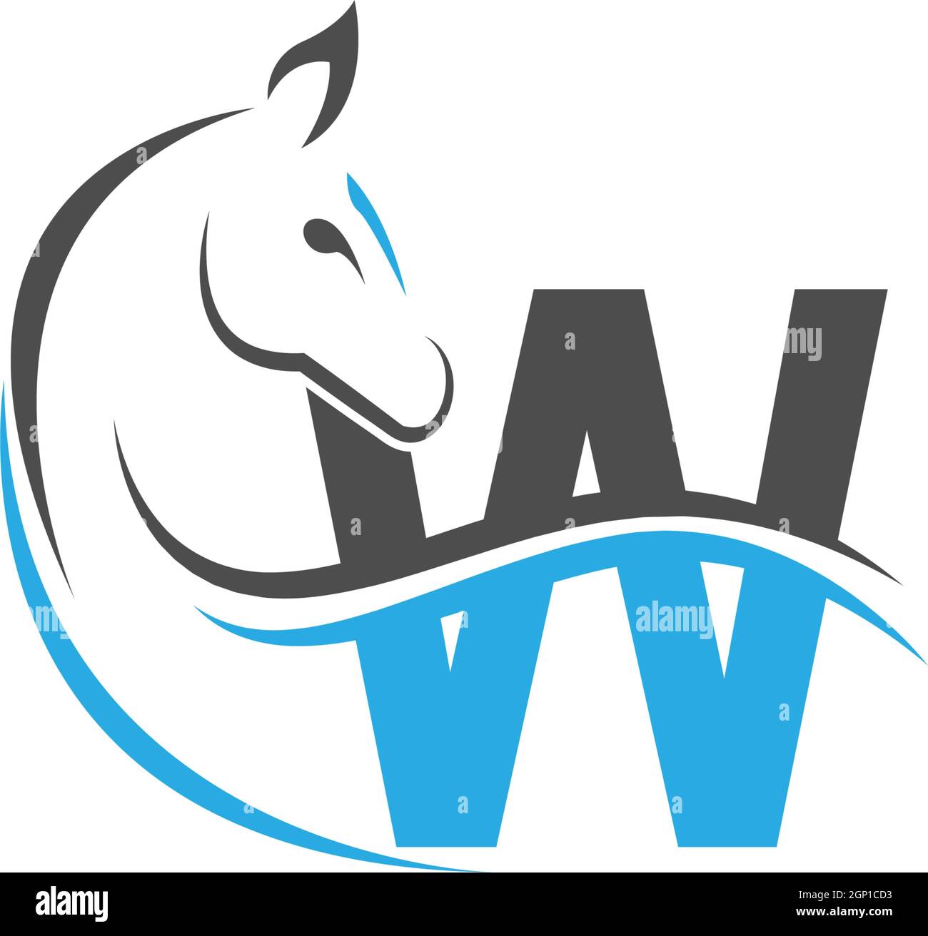 Letter W icon logo with horse illustration design Stock Vector Image ...